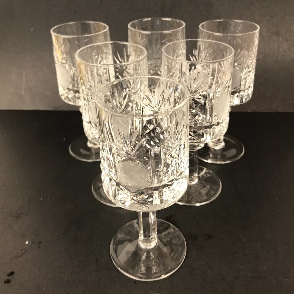 Vintage Shannon Pineapple Cut Crystal 5.5" goblets, set of 6